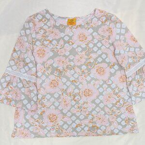 Ruby Rd Petite PM Floral Print Bell Sleeve Top